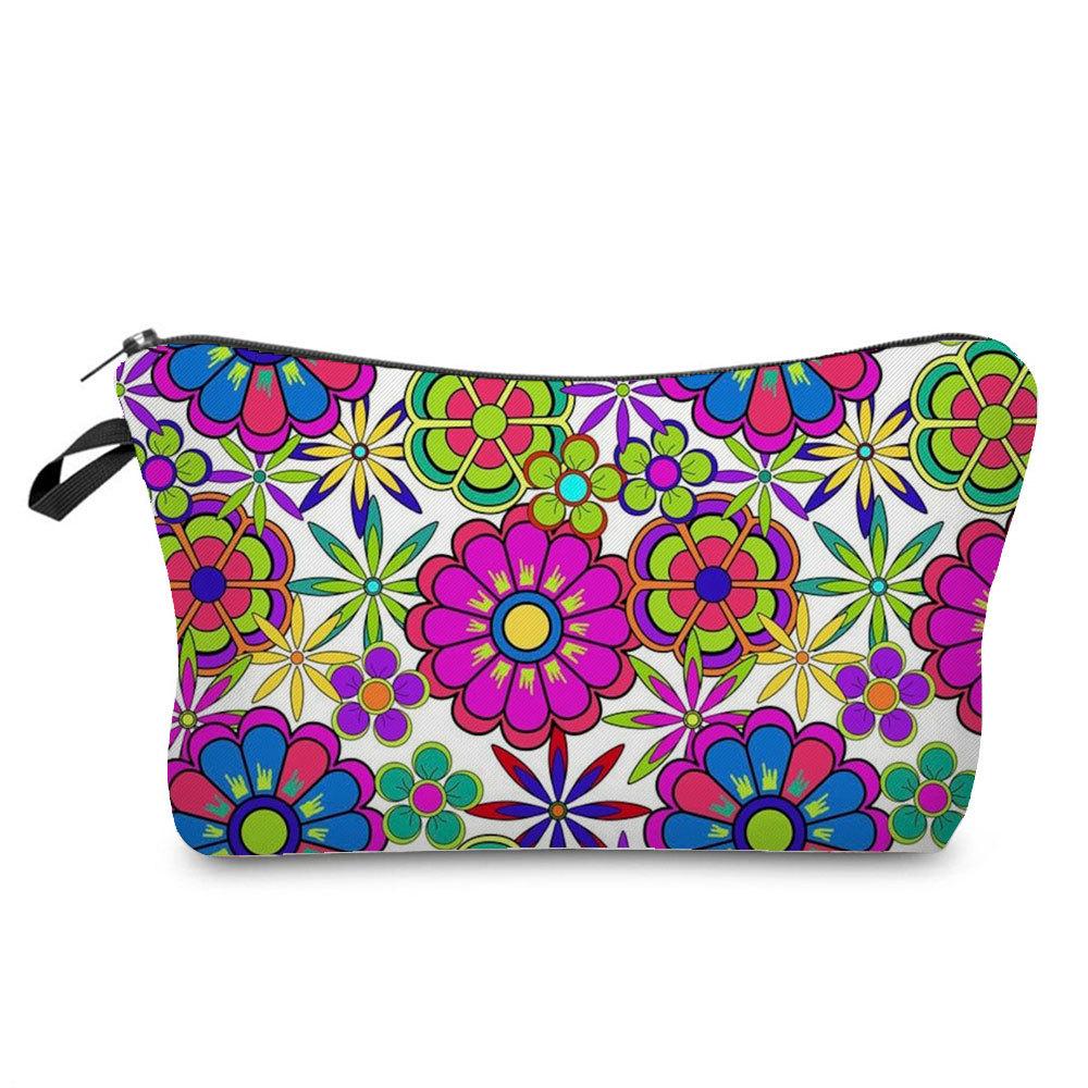 Women Flower Print Cosmetic Bag Toiletries Organize Travel Storage Case 6762 KTB