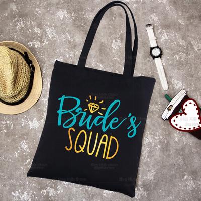 Equipe Noiva Lona Preta Compras Despedida de Solteira Decoração Casamento Bolsa Tote Ombro Noiva Para Ser Despedida de Solteira Bolsa de Pano Bolsa Presente