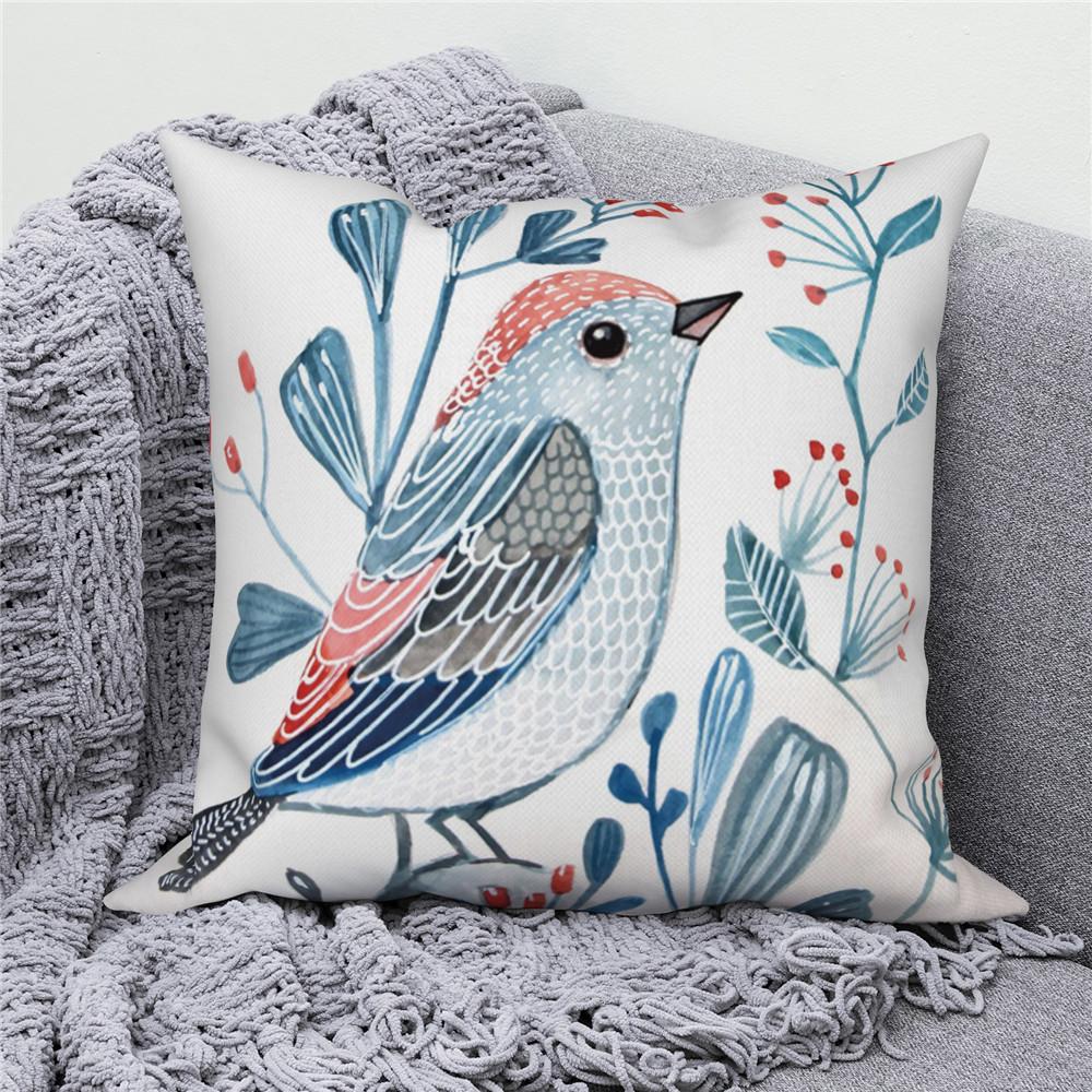 

Просто декоративная подушка для дивана, живопись птиц и цветов, украшение интерьера 60x60cm