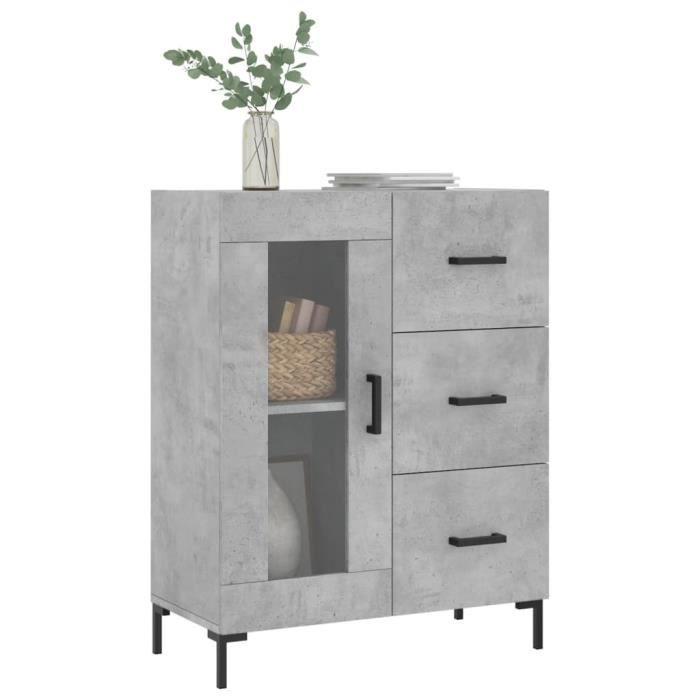VidaXL Buffet gris béton 69,5x34x90 cm bois d'ingénierie 828048