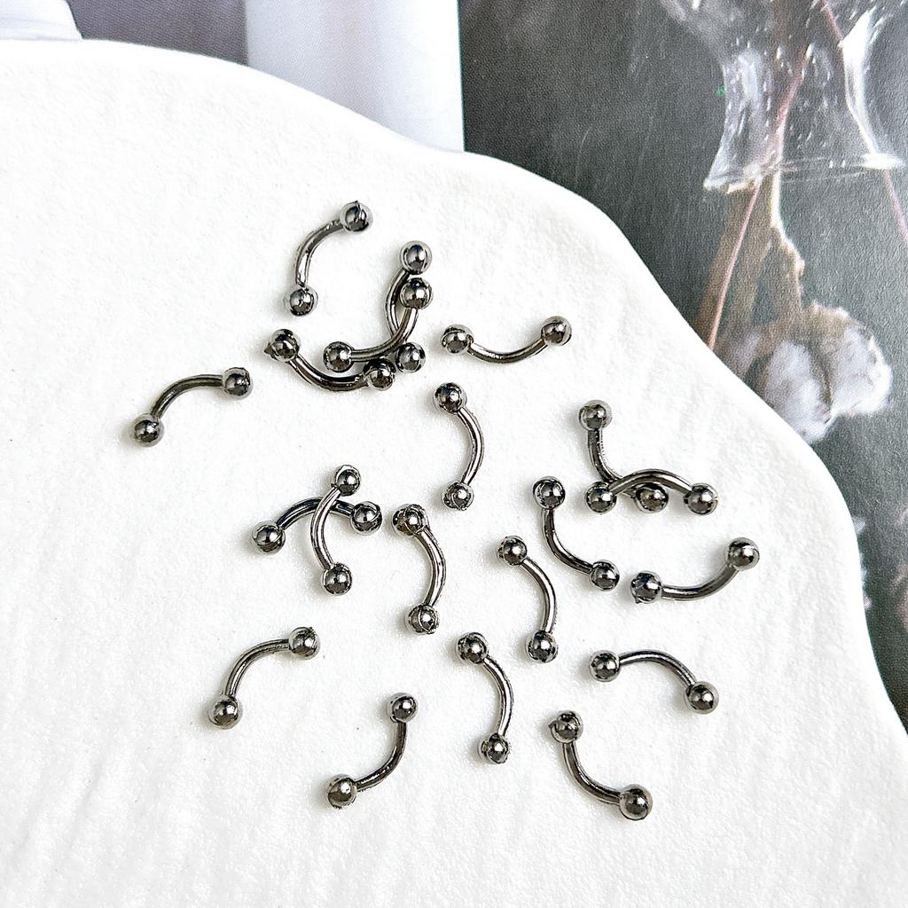Legierung Gebogener Stab Augenbrauenstecker Außengewinde Doppelseitig Vergoldet Spitzkegel Punk Style Nagelkunst Zubehör DIY Nagel Süß Cool Dekoration DIY