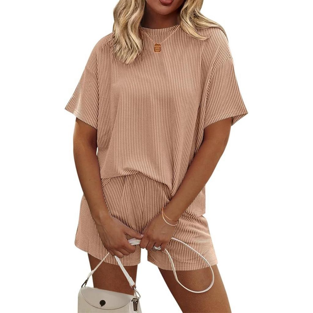 Nuevo Conjunto de Pijama Casual de Manga Corta para Mujer de Verano, Ropa de Estar en Casa, Atuendo Transfronterizo Estilo Europeo y Americano