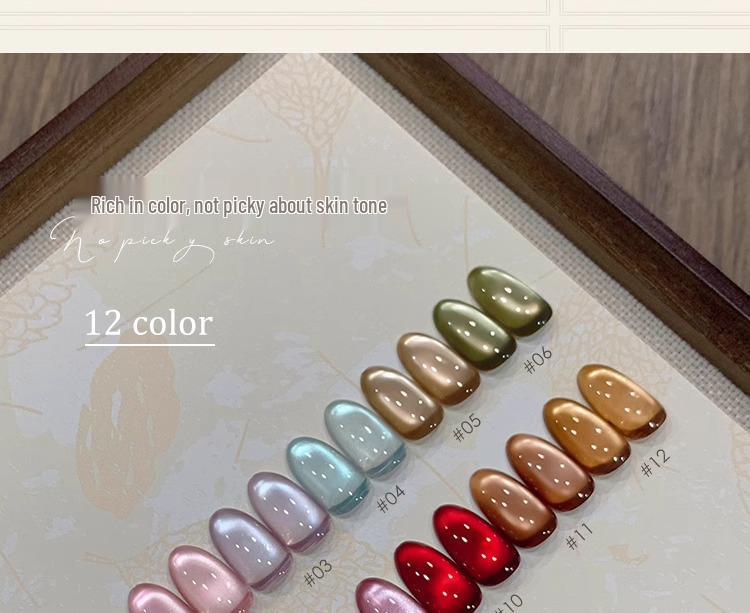 Ennis Cat Eye Nail Polish Gel 2025: Cocoon To Butterfly Series Glass Bead Manicure Set