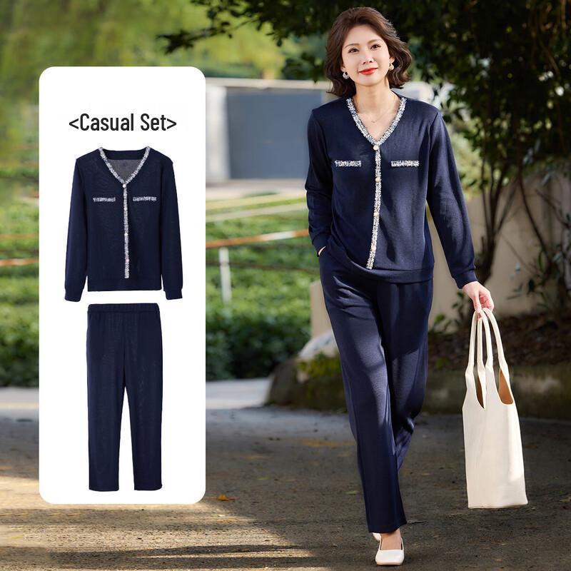 

Baolianduo 2025 Весна/Осень Повседневный костюм-двойка с V-образным вырезом для женщин 2XL