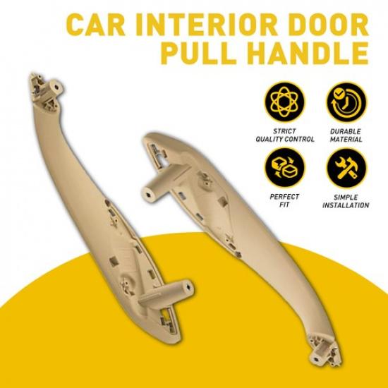 For BMW Beige Front LH Right Car Door Interior Trim Pull Handle Armrest Pair N