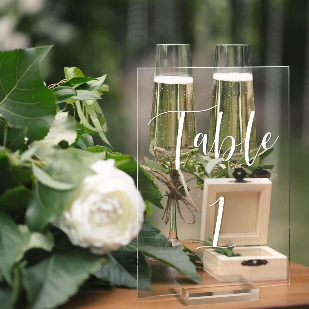 UNIQOOO 2" Clear Acrylic Stand | 18 Pack 3mm Slot Wedding Sign Holders, Perfect for Wedding, Table Number, Exhibition, Office, Restaurant, Business