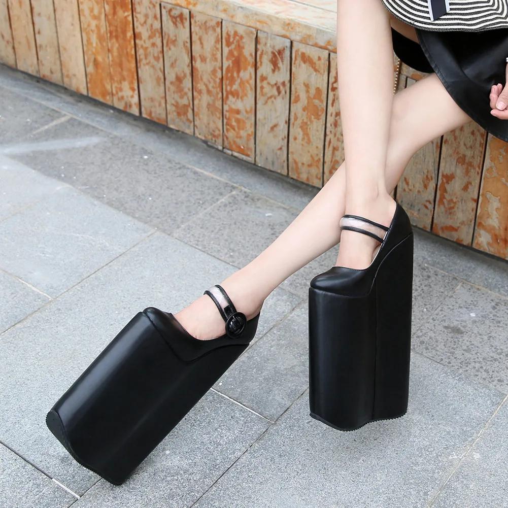 Fashion Hate The Sky High Wedge Heel Platform Women's Single Shoes The Sky High Shallow Muffin Shoes Nightclub Plus-size High Heels