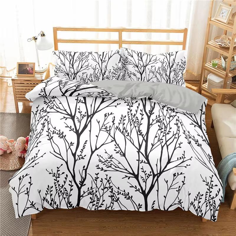Comforter Tree Branches Botanical Leaves Print Bedding Set Polyester Nature Tree Comforter Queen Full For Kids Adults