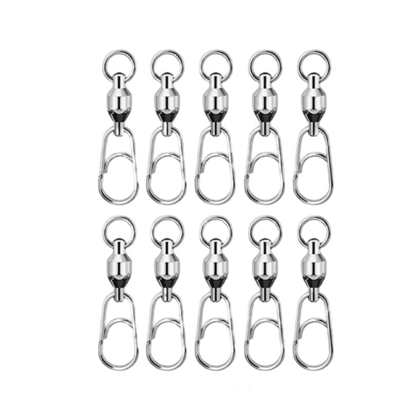 10Pcs Fast Speed Bearing Fishing Swivels Snap Connectors Stainless Steel Link Rings For Lure Tackle And Baiting