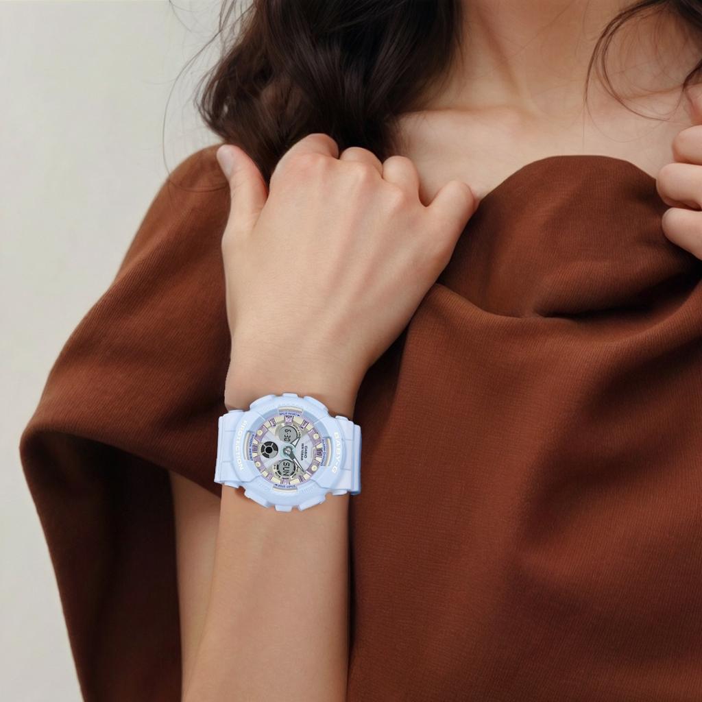 Casio Baby-G Series Fashion Minimalist Ice Cream Macaron Color Quartz Movement Resin Strap Watch Women watches Blue BA-130WP-2APR