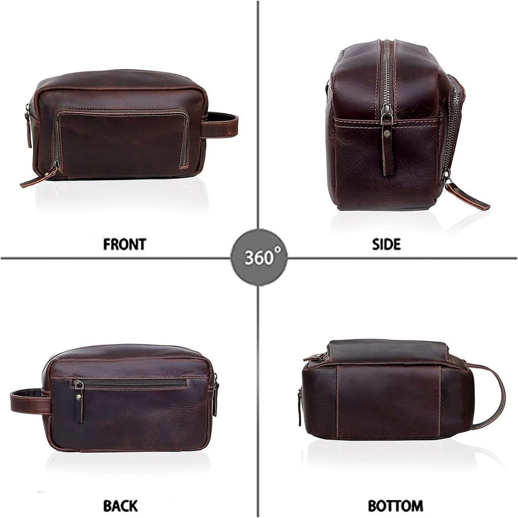 Men's Toiletry Bag Leather Travel Toiletry Bag Dopp Kit for Men Shaving Bag for Travel Accessories
