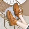 Flat Bottom Martin Boots Women's 2025 Autumn and Winter New Round Head Lace-up Casual Short Boots Matte Cowhide Comfortable Women's Tooling Boots