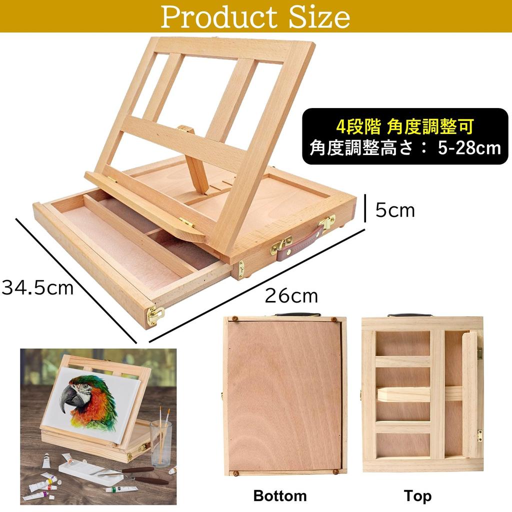 NOELAMOUR Skládací dřevěný stolní stojan se stojanem pro olejomalby a plátna