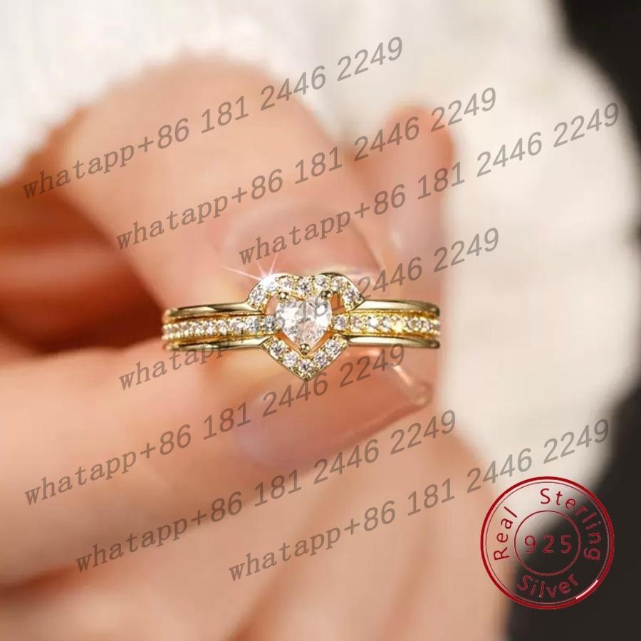 European and American Style S925 Sterling Silver Heart Ring Design with Micro-Pavé Zirconia for Women, Premium Aesthetic