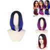 Premium Short Wig With Middle Part For Women Black Blue For Cosplay