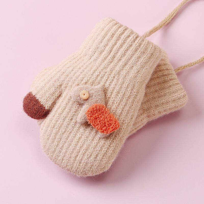 Warm Cartoon Children Gloves Fleece Coldproof Kids Full Fingers Gloves Warm Knitted