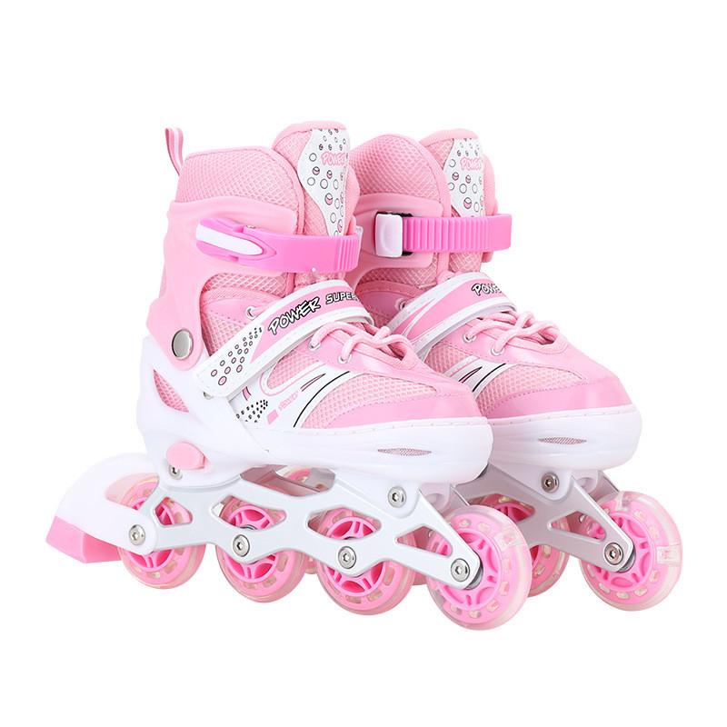 Adjustable Childrens Roller Shoes With Mesh Fabric Pvc Wheels For Play Outdoor