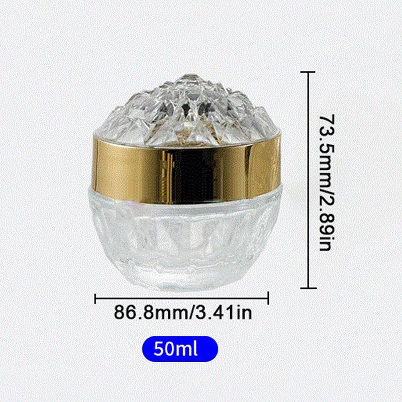 1pcs Luxury Diamond 50g Glass Face Cream Jar With Lid Acrylic Cosmetic Jar Container For Cream Lotion Jars Travel Lotion Bottle