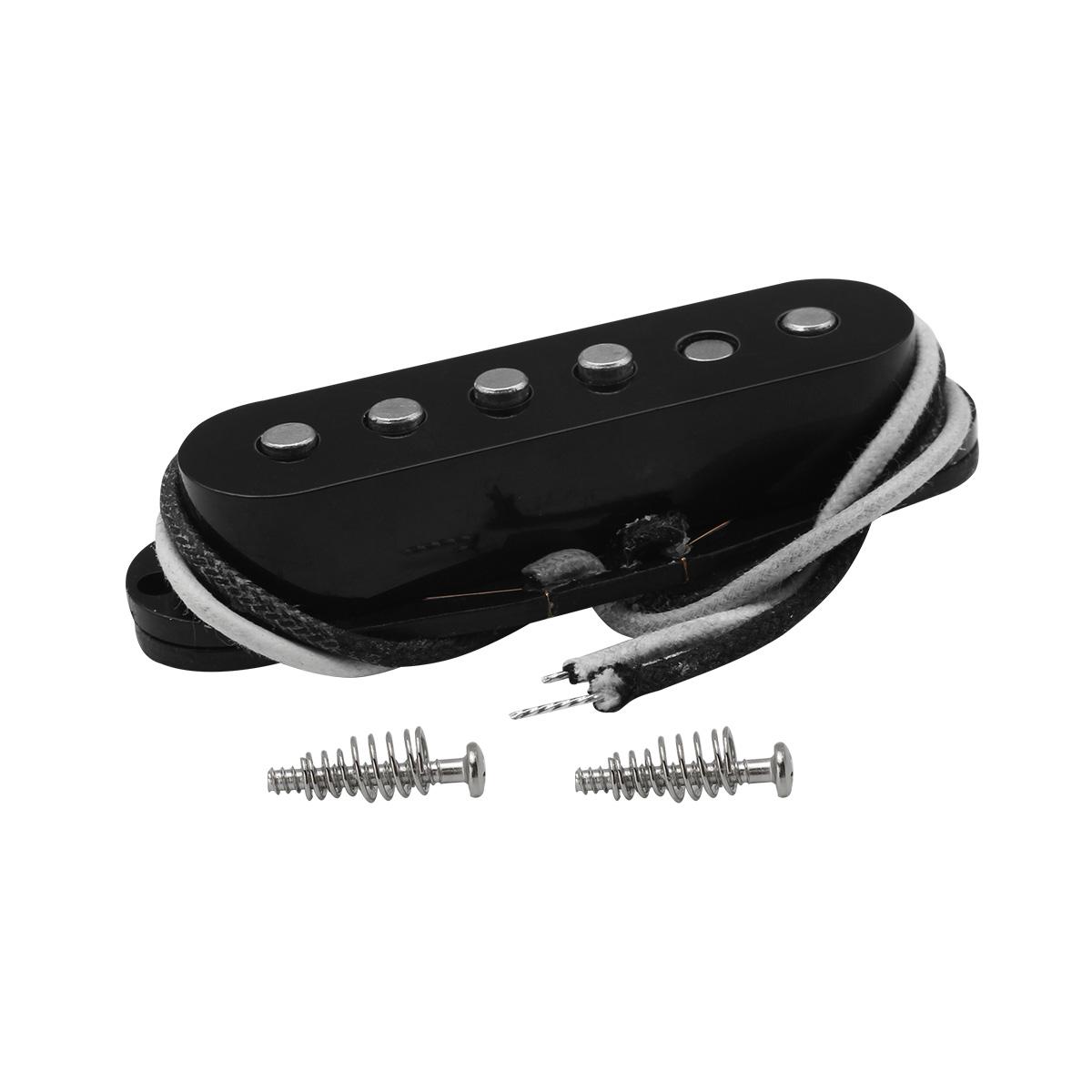 

FLEOR 1pc Vintage Alnico 5 Staggered Single Coil Pickup Black 52mm for ST Electric Guitar Parts