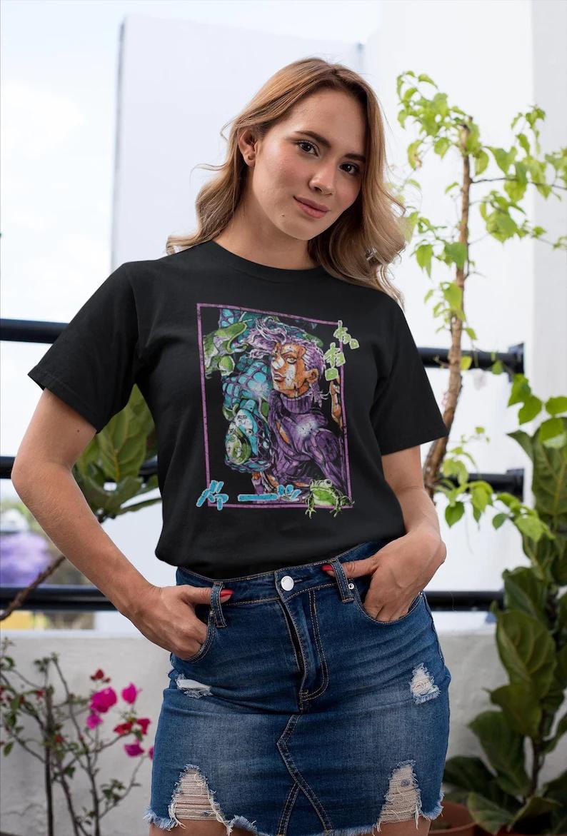 

2026 Новая Мода Оверсайз Высокое Качество JoJo s Bizarre Adventure Удобная Летняя Мужская Повседневная Футболка с Коротким Рукавом M