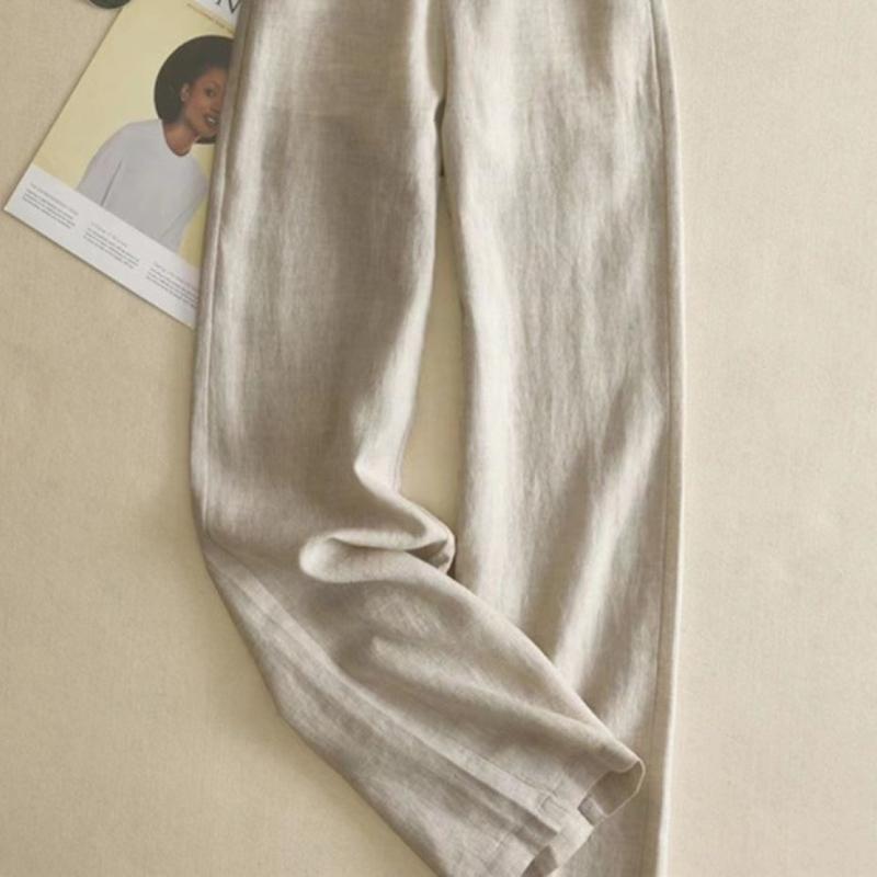 Linen Wide-leg Pants Women's Trousers Fashion Loose Simple Cotton Linen Women's Drape High-waisted Straight Pants