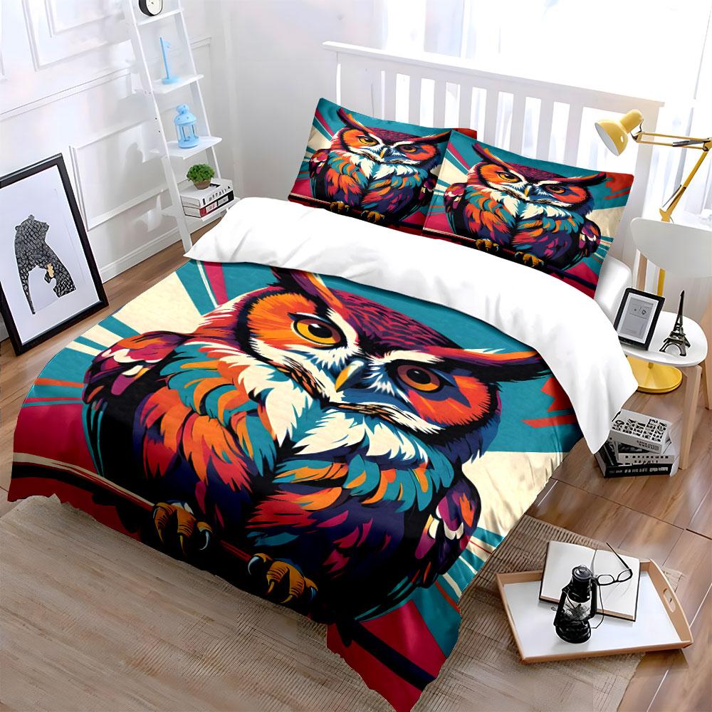 Colorful Owl Graphic Pattern. Bedding Sets Duvet Cover Sets Duvet Covers Pillowcases(1*Duvet Cover 2*Pillowcases Without Duvet Insert)