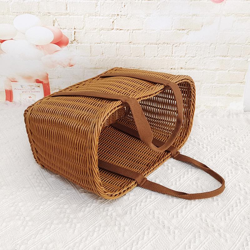 Rattan Woven Handbag - Fruit & Picnic Basket