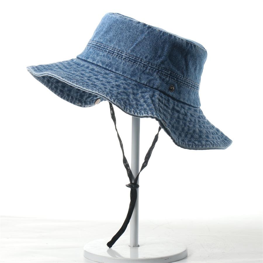 

New cotton bucket hat men s and women s outdoor sun hat travel outdoor hiking hat Korean version of casual denim hat світло-синій колір