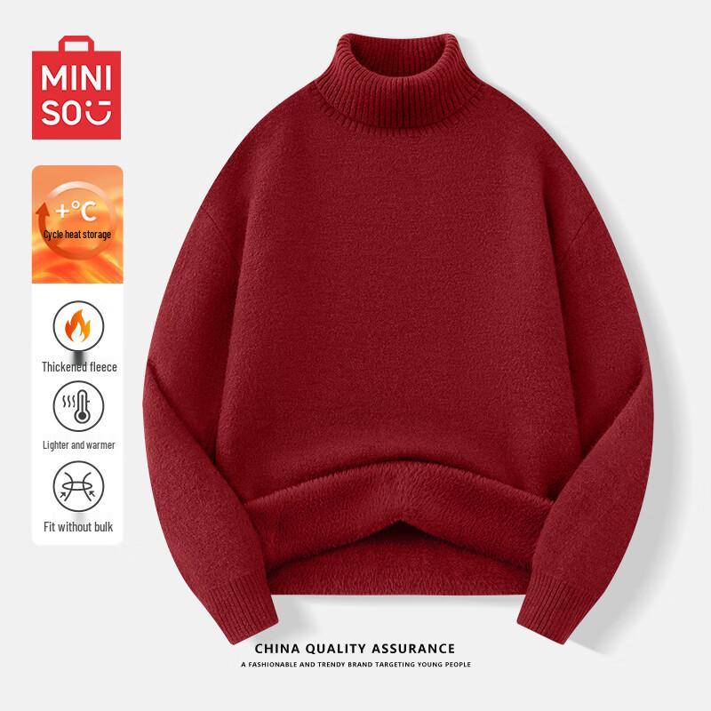 

MINISO Men s Double-Sided Fleece Lined Turtleneck Sweater 2XL