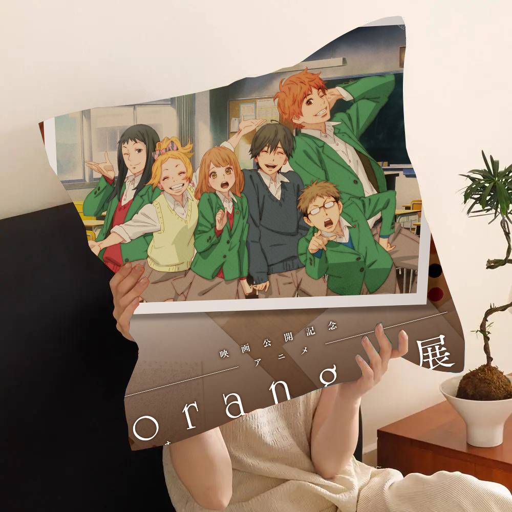 Anime Orange Pillow Case Fashion Square Pillowcase Bedroom Sofa Room Ins Decoration Leisure