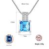 PAG&MAG Sky Blue Gem Pendant S925 Silver Necklace for Women with Box Chain - European & American Fashion Jewelry.
