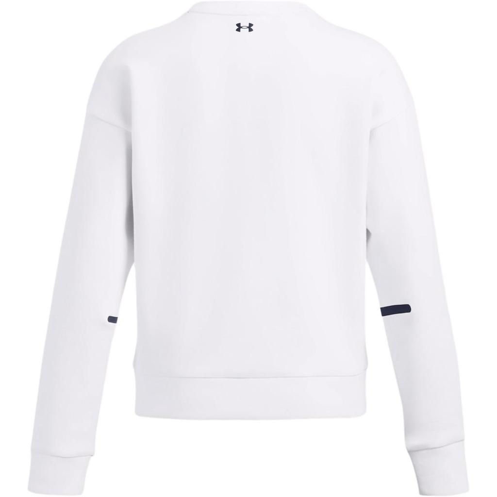Under Armour Unstoppable Fleece Crew Fashionable Breathable Loose Long Sleeve Sweatshirt Women sweatshirt White 1387883-100