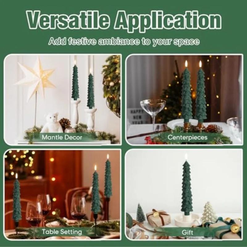Christmas Tree Shaped Candles with Gold Powder Decorative Table Ornaments for Home Party New Year Xmas Festival Holiday Decoration
