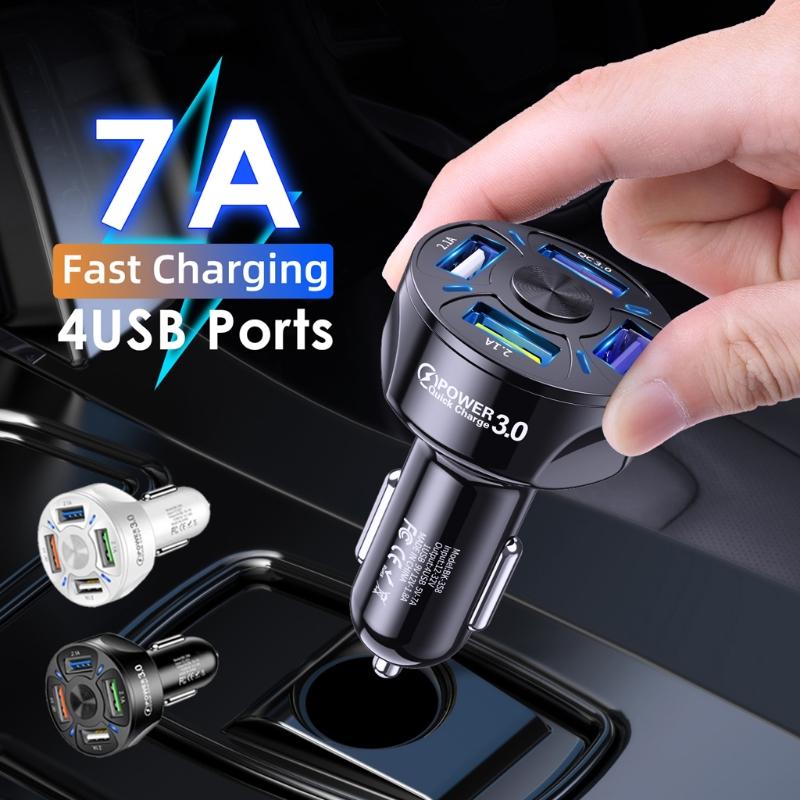 4 Ports 3 USB Car Charger Quick Charge 3.0 Universal Fast Charging In Car 4 Port Mobile Phone Charger