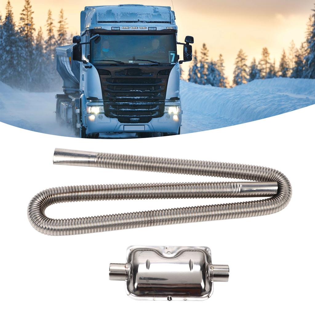 Parking   Heater Exhaust Pipe with Muffler Stainless Steel Fuel     Gas Vent Hose 2.5cm Inner Diameter