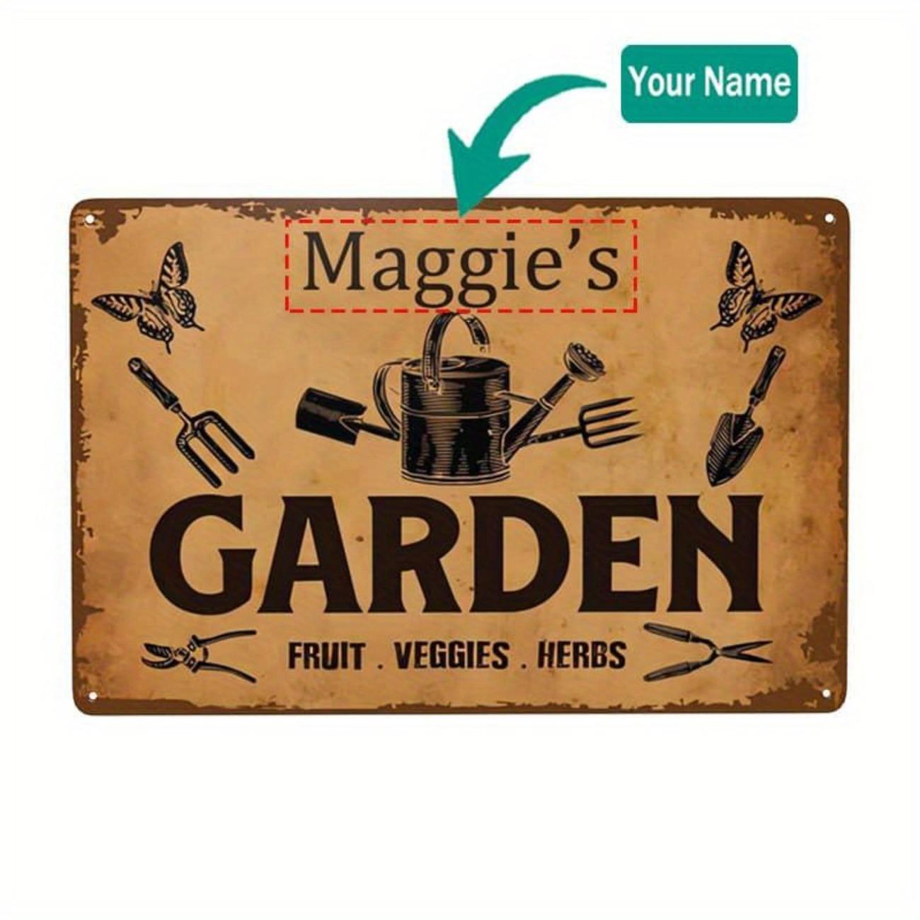 

1pc Personalized Vegetable Garden Metal Sign Custom Name for Patio Backyard Greenhouse Decor білий
