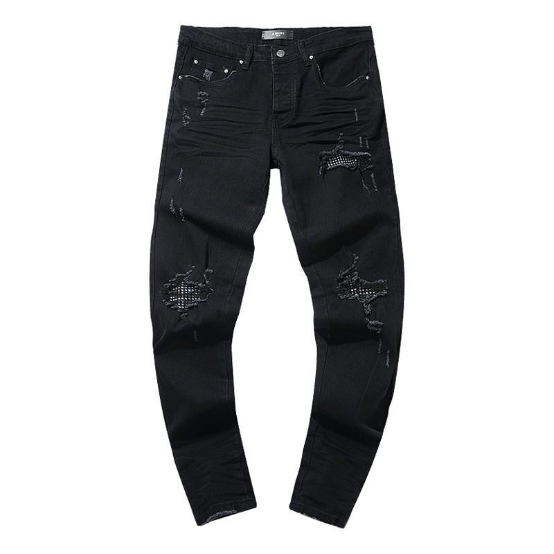 Jeans de Hombre Rectos con Parches Desgastados Estilo Vintage High Street Pantalones Casuales