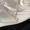 Pearl Necklace Love Pendant Ins Style Simple Sweet Collarbone Chain Female All Match Jewelry Type 1