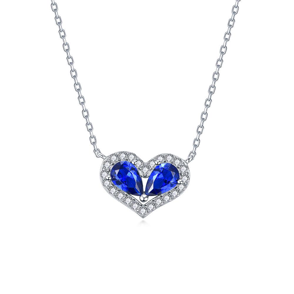 

Heart-Shaped Blue Gemstone Necklace Pendant for Women, Light Luxury 925 Silver, Perfect Birthday Gift for Girlfriend 925 Silver синий