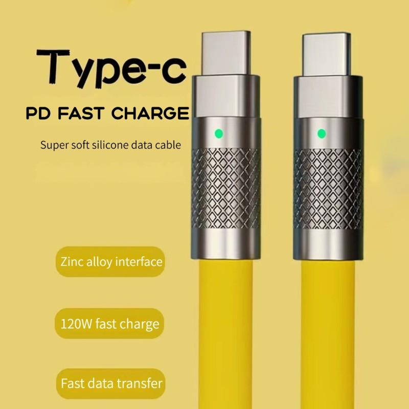 120w 6a Super Fast Charge PD Type C Liquid Silicone Cable Quick Charge 1M 2M Usb Cable Usb C To C Charger Cable