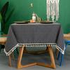 Tablecloth Ins Small Plaid Polyester Cotton And Linen Fringed Tablecloth Coffee Table Mat Dining Table Cloth Non-Slip Ins Wind Modern Simple Wind
