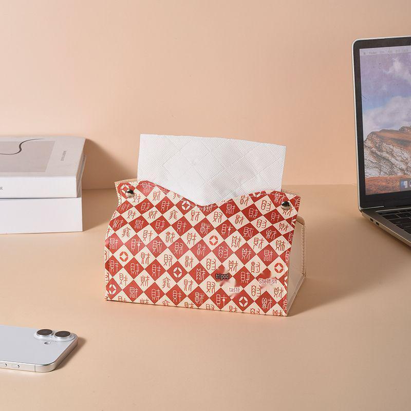 New Year Festive Tide Pull-out Tissue Box: Creative, Multi-functional, Waterproof Storage for Car