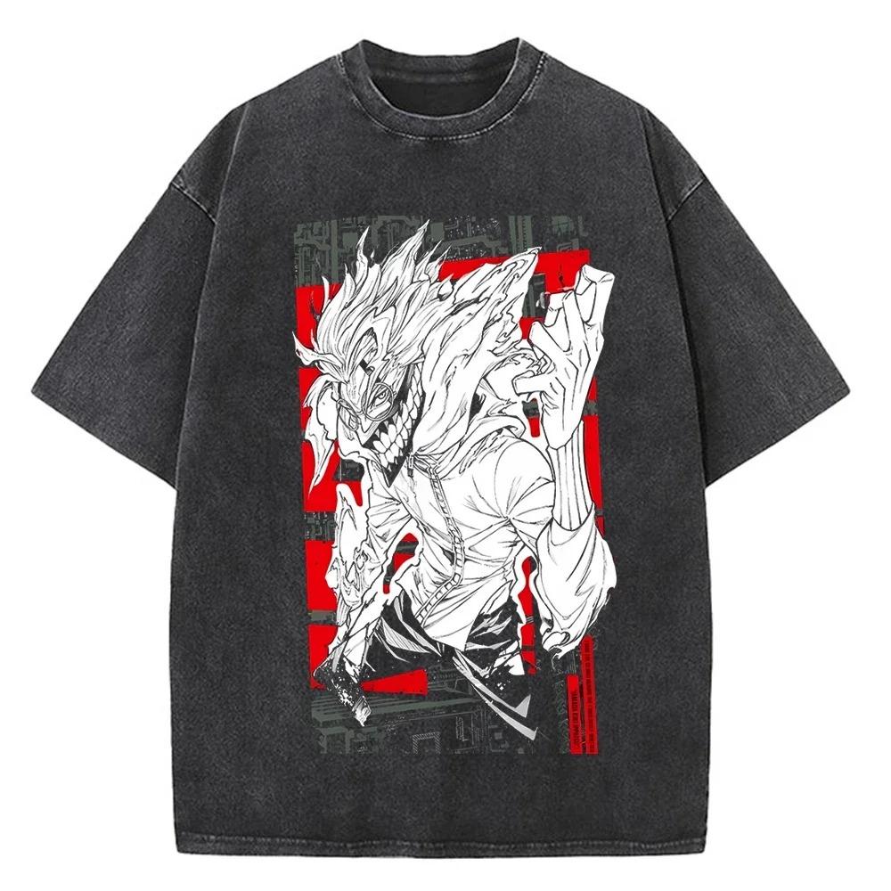 Dandadan Ayase Momo & Lucky Cat Vintage Washed Anime T-Shirt, Unisex Supernatural Manga Fan Streetwear Tee, 100% Cotton Casual Short Sleeve Top