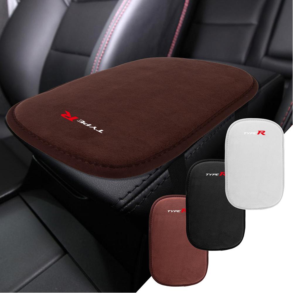 Fur Leather Car Armrest Mat Center Console Arm Rest Protection Pads For Honda Civic CRV City Jazz Accord CR-Z VTEC Vezel Insight