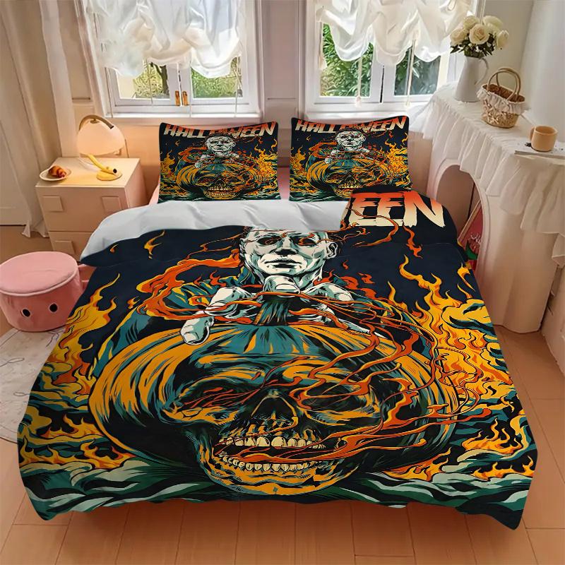 3pcs Halloween Horror Printed Bedding Set, Soft and Comfortable Quilt Cover for Bedroom, Guest Room .H045
