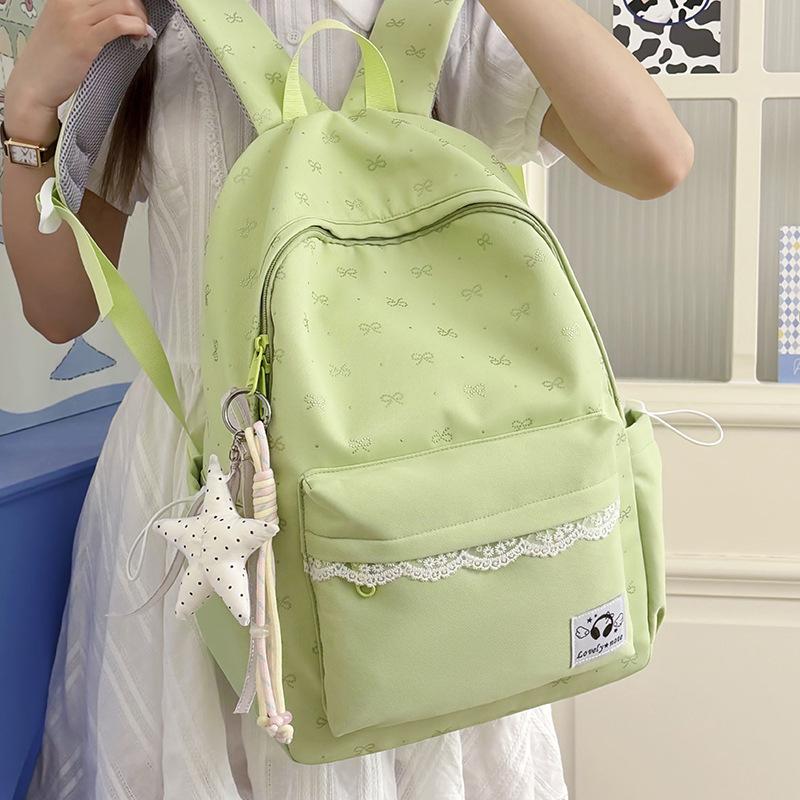 Schoolbag new student schoolbag simple and cute solid color backpack ins gentle wind backpack high value lightweight leisure bag