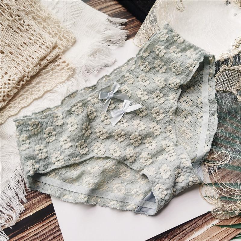 Vintage Cute Flowers Low Waist Bow Panties for Women