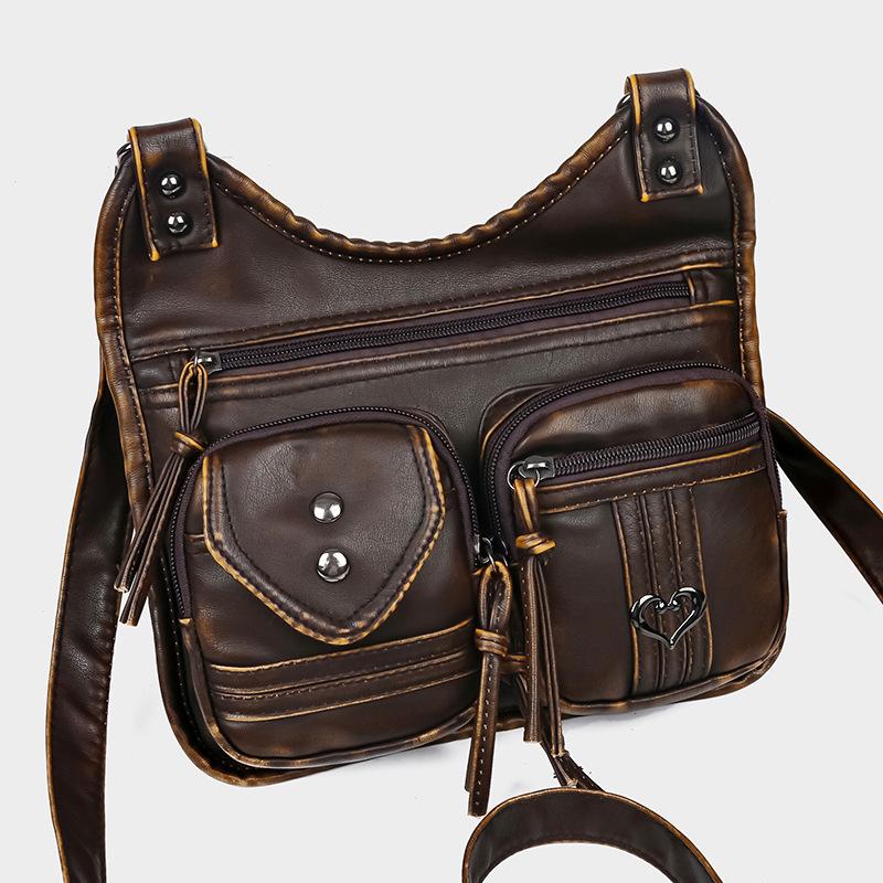 

Вінтажна сумка через плече Spice Street, унісекс, американська мотоциклетна сумка, сумка Cool Drag на багатоблискавці, мотоциклетна сумка 2025 року 15X4X14CM коричневий