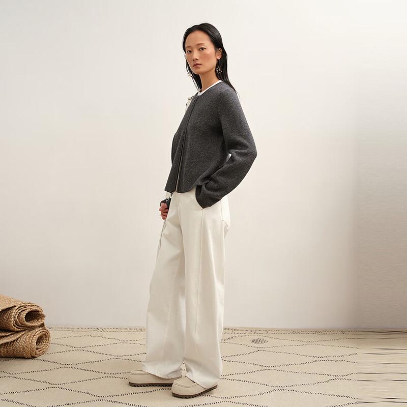 LESS 2025 Winter Round Neck Cardigan Sweater