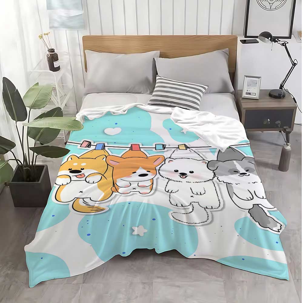 Shaggy Throw Blanket Sofa Winter Kawaii Puppy Cartoon Home Fluffy Soft Blankets for Bed Bedroom Decoration Bedspread the Warm